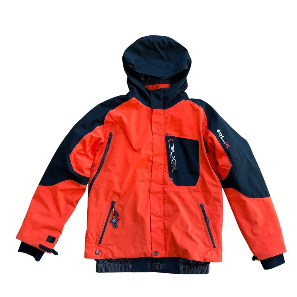 RLX‎ Ralph Lauren Ski Jacket Orange Black Hooded Winter Sportswear Coat Small
